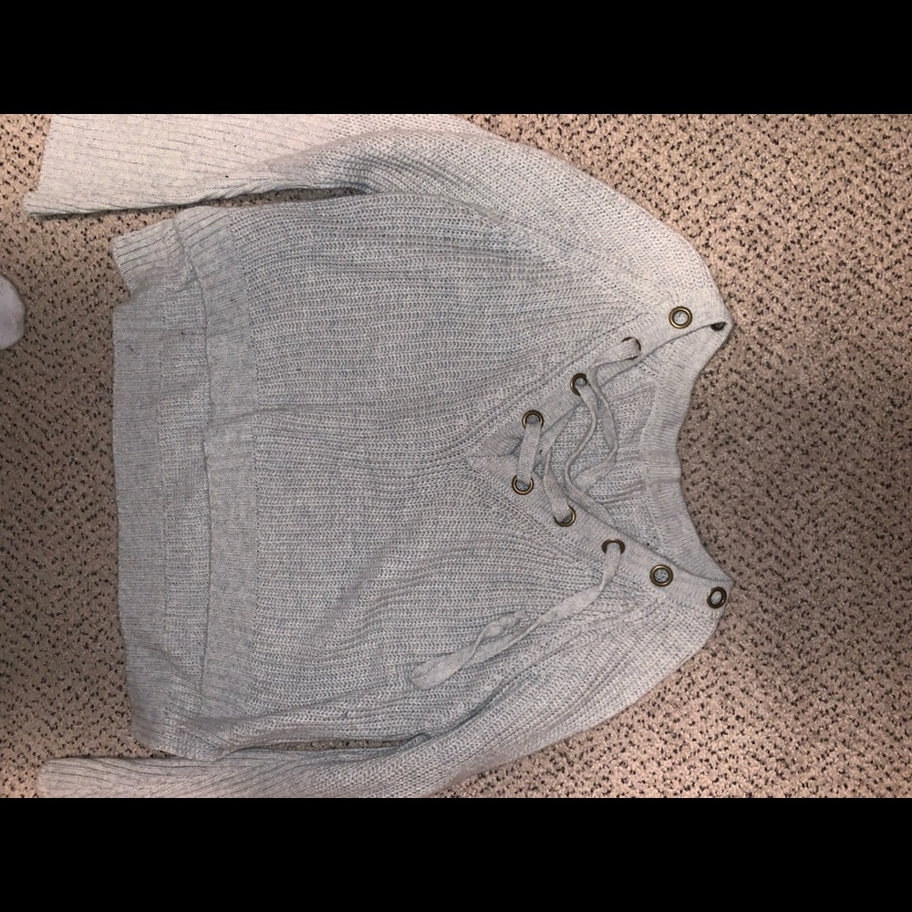 Grey lace up Sweater